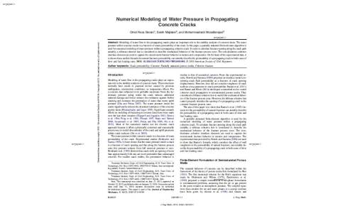 ترجمه مقاله مدل سازی عددی فشار آب در انتشارترک های بتنی Numerical Modeling of Water Pressure in Propagating Concrete Cracks